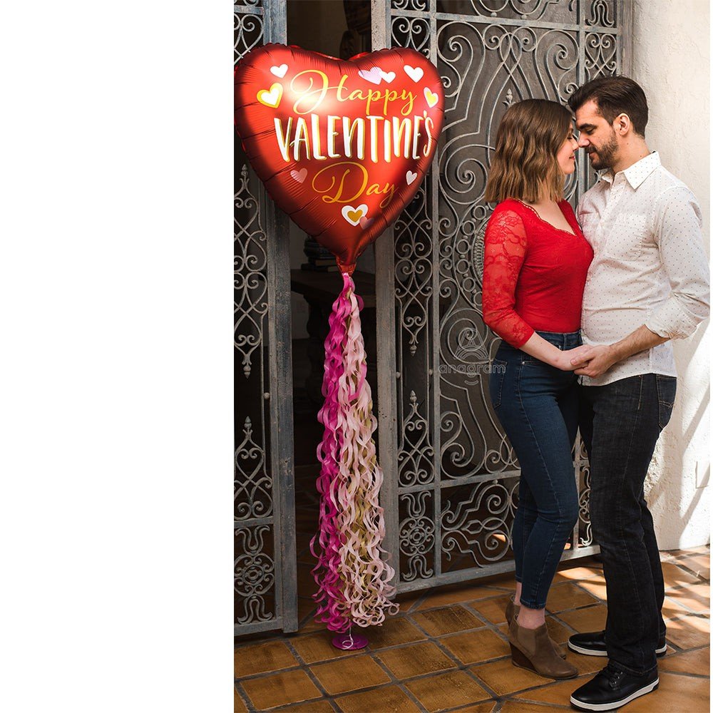 Valentine's Day Foil Balloon 84 Inch Gold Lined