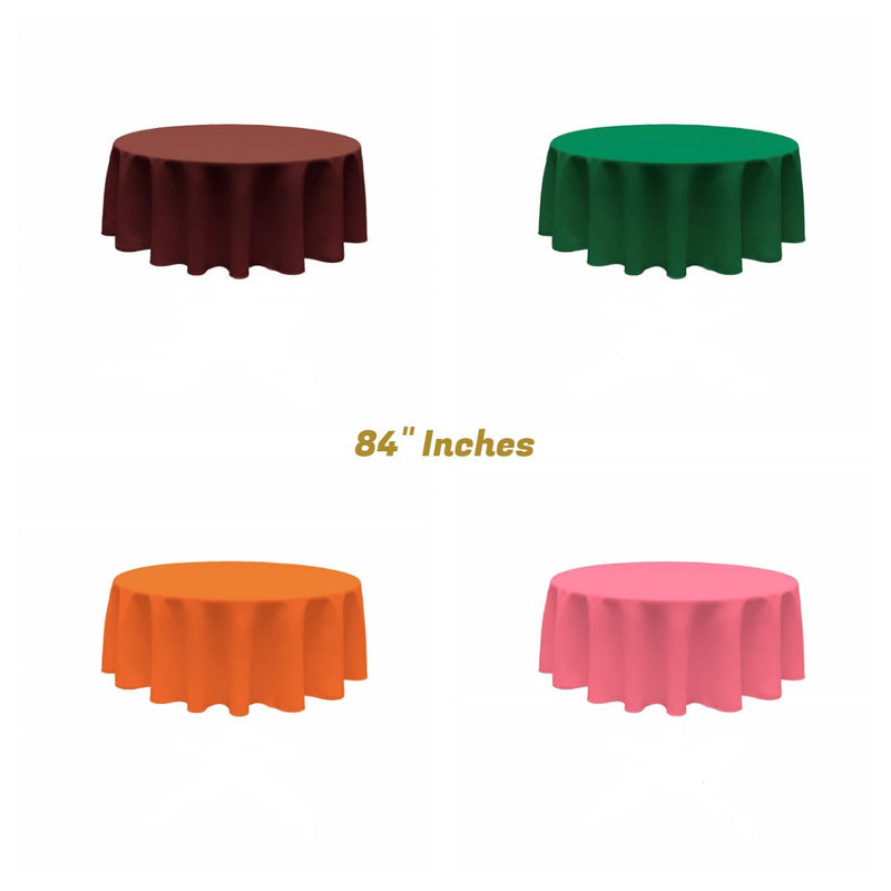 84 Inch Round Polyester Poplin Fabric - Seamless Tablecloth, Solid Color, 84" Diameter (1 Piece)