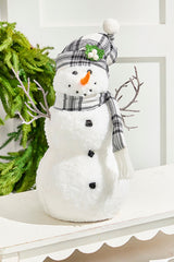 12" Snowman with Stocking Cap - Red / Black