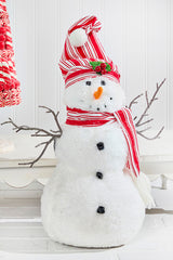 12" Snowman with Stocking Cap - Red / Black