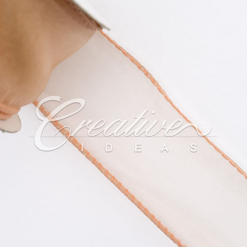 1 1/2" Wired Organza Ribbon - 10 Yards (Light Peach)