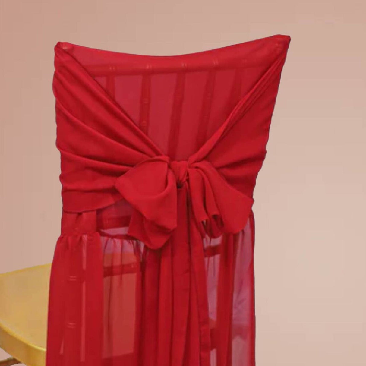 1 Piece Vibrant Apple Red Chiffon Chiavari Chair Cover with Sash Elegant Event Backdrop Accent