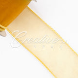 1 1/2" Wired Organza Ribbon - 10 Yards (Light Gold)
