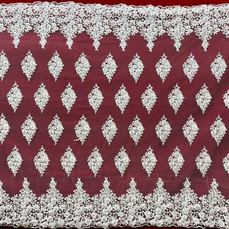 Beaded 3D Floral Lace Fabric 52" Wide