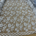 Beaded Corded Bridal Lace Silver