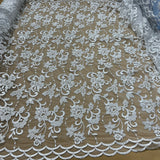 Beaded Corded Bridal Lace Silver