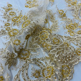 Beaded Corded Bridal Lace Fabric