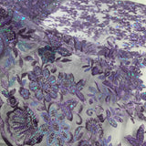 Beaded Sequined Floral Lace Fabric 51"
