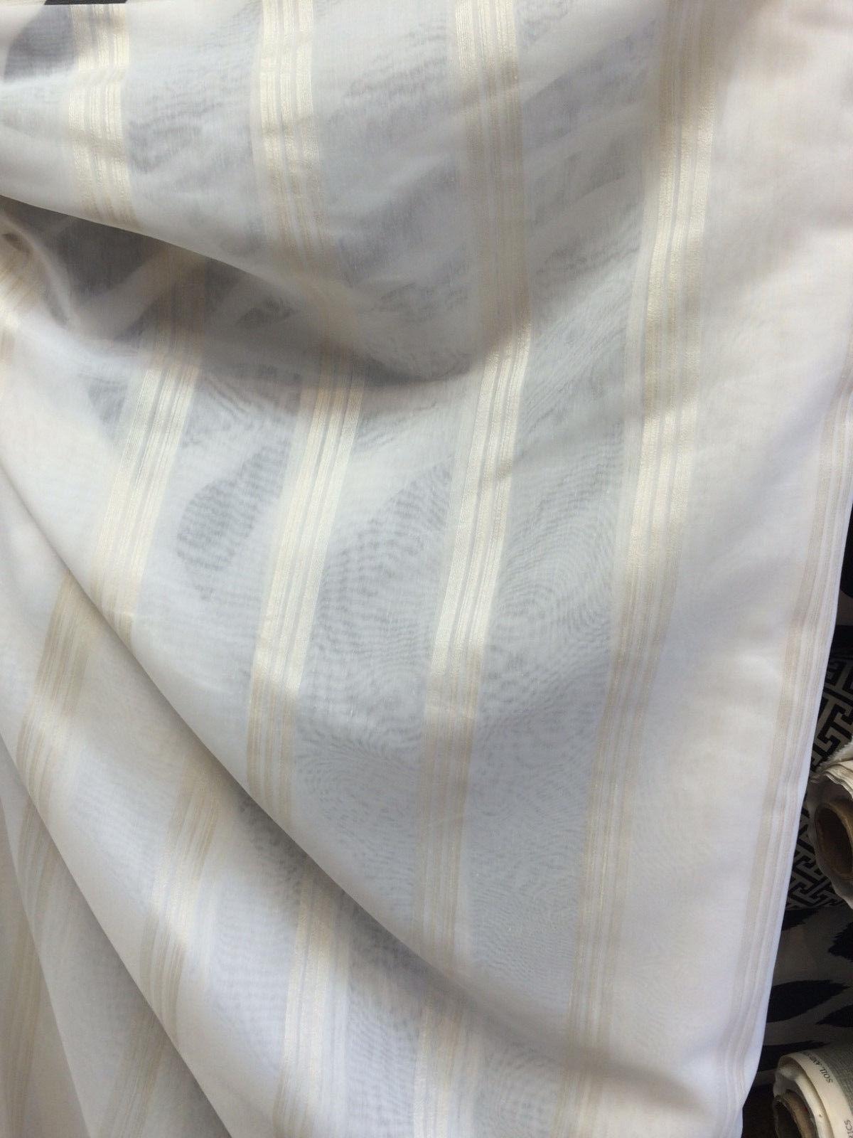 P Kaufmann Gondola Stripe Sheer Fabric - Woven Polyester, Stripe Pattern, 118" Width (1 Yard)