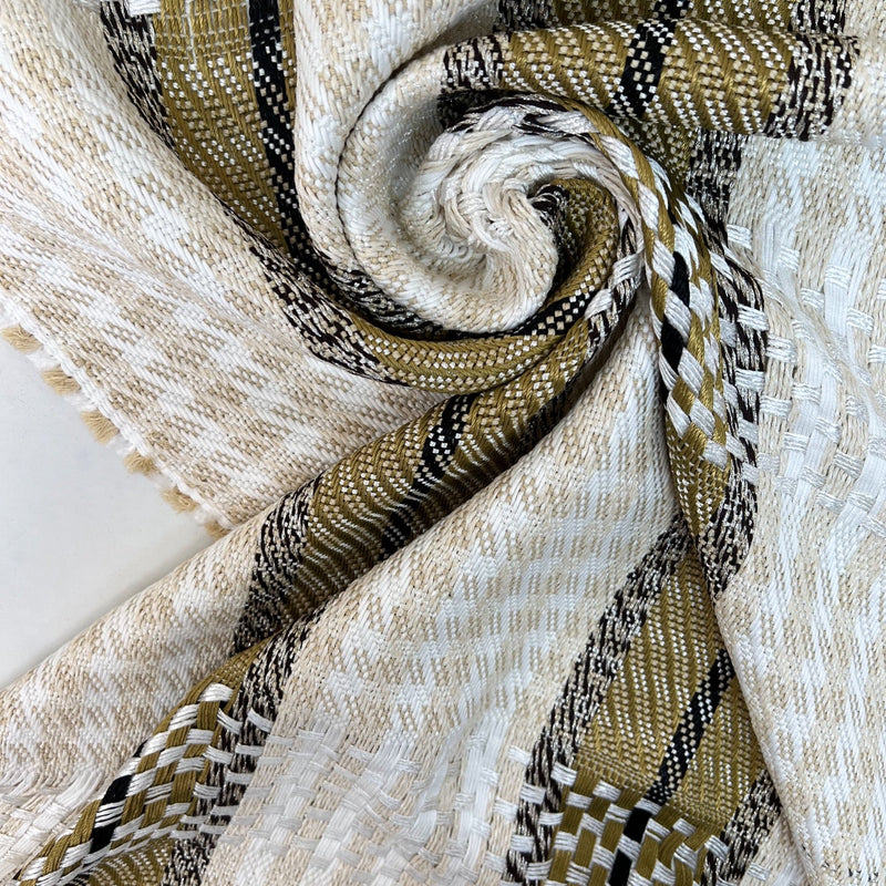 Wool Tweed Blend Checked Beige-Green with Lurex