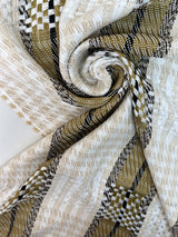 Wool Tweed Blend Checked Beige-Green with Lurex