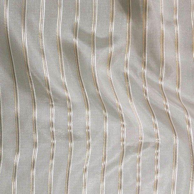 P Kaufmann Crossing Elegant Gold Stripe Sheer Polyester Fabric - Gold Stripe Sheer, 126" Width (1 Yard)