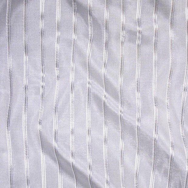 P Kaufmann Crossing Elegant Silver Stripe Sheer Polyester Sheer Fabric - Silver Stripe, 126" Width (1 Yard)