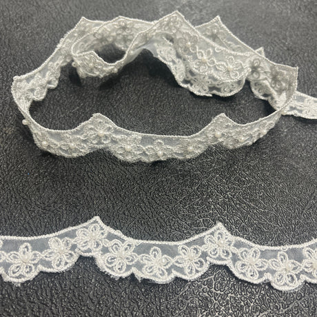 Beaded Corded Lace Trim 1" Wide