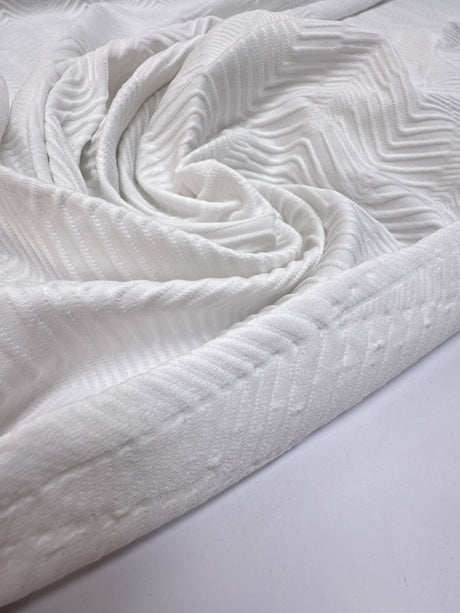 White Polyamide Elastane Knitted Fabric