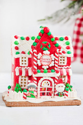 9 Inch Lighted Clay Dough Gingerbread Christmas House