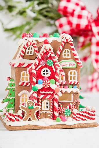 9 Inch Lighted Clay Dough Gingerbread Christmas House