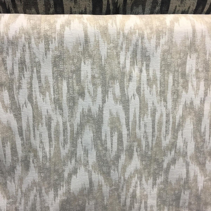 Modern Alyssa Chenille Fabric - White Cream Ikat, 58" Width (1 Yard)