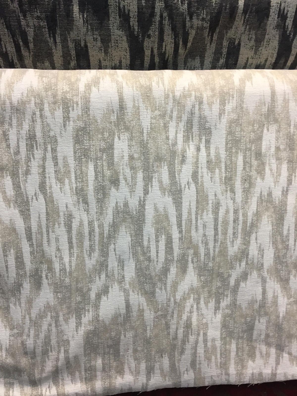Modern Alyssa Chenille Fabric - White Cream Ikat, 58" Width (1 Yard)