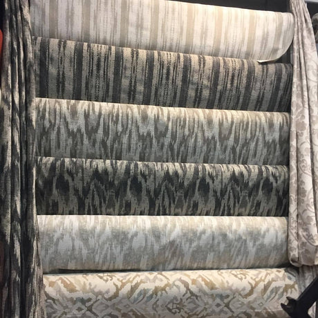 Modern Alyssa Chenille Fabric - White Cream Ikat, 58" Width (1 Yard)