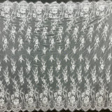 Embroidered Chantilly Lace Fabric with Eyelash Scallop