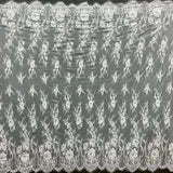 1 Yard Chantilly Embroidered Lace Fabric with Eyelash Scallop, 58" Wide French Alençon Lace for Bridal & Evening Dresses