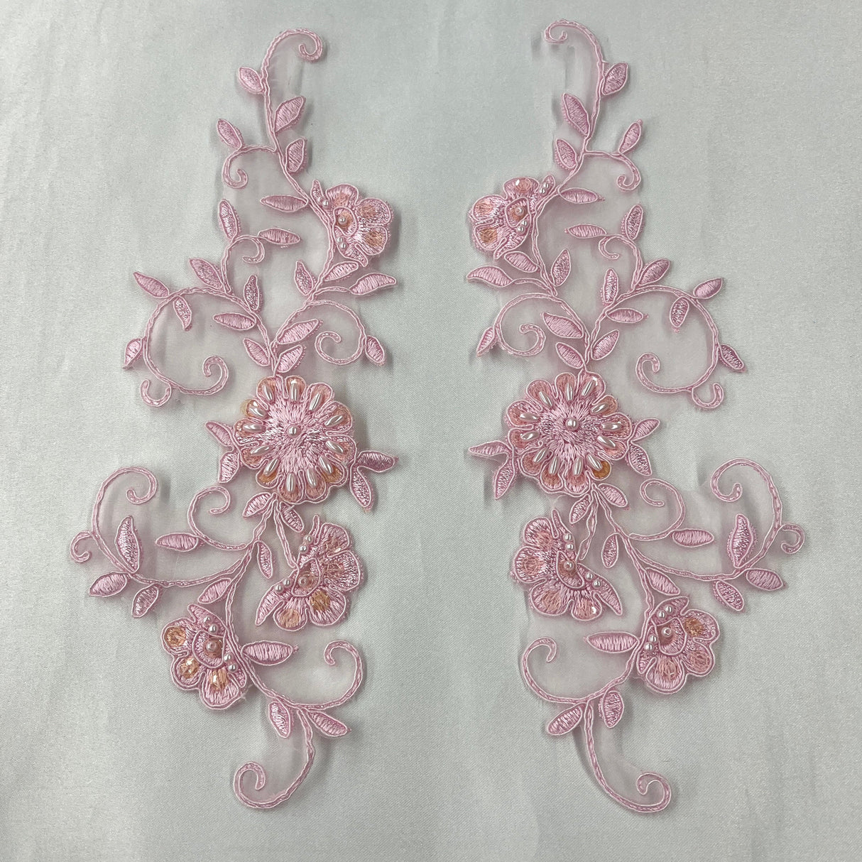 Beaded Floral Lace Applique