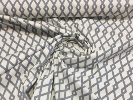 Robert Allen Fret Cotton Fabric - Ivory Graphite Gray Fret Pattern, 55" Width (1 Yard)