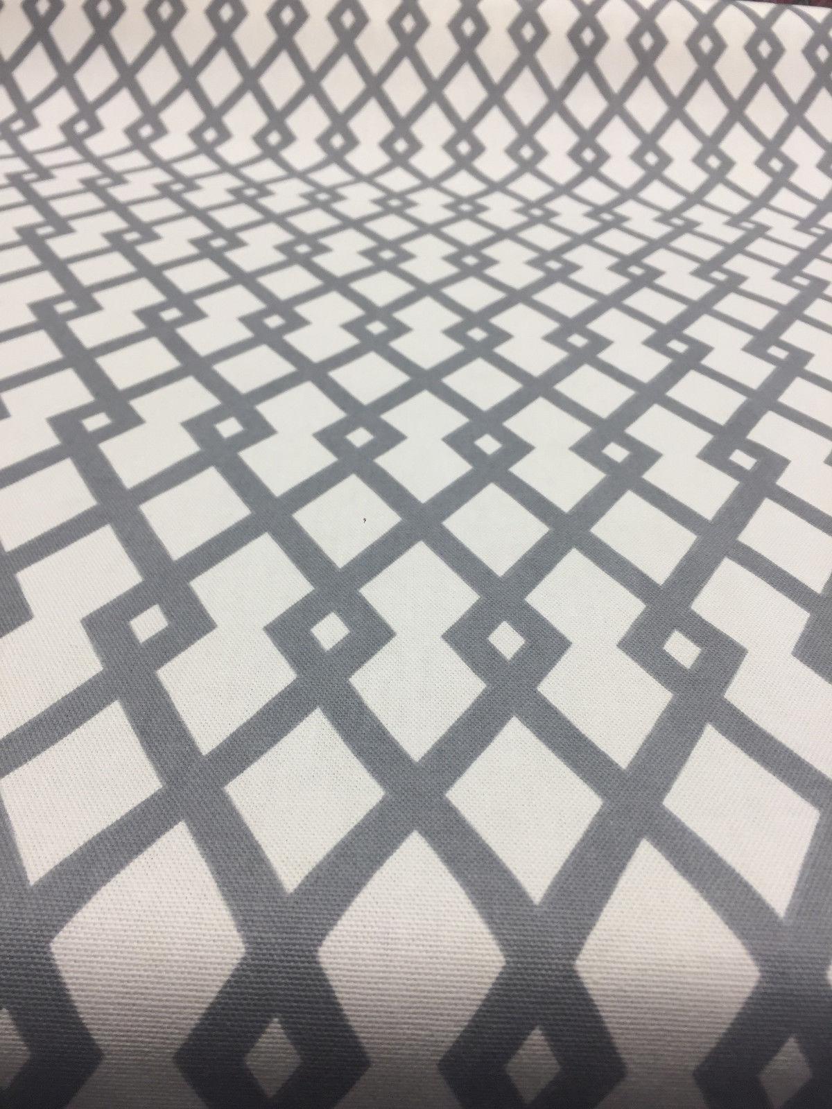Robert Allen Fret Cotton Fabric - Ivory Graphite Gray Fret Pattern, 55" Width (1 Yard)