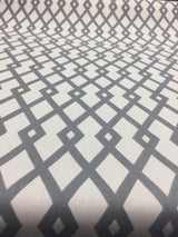 Robert Allen Fret Cotton Fabric - Ivory Graphite Gray Fret Pattern, 55" Width (1 Yard)