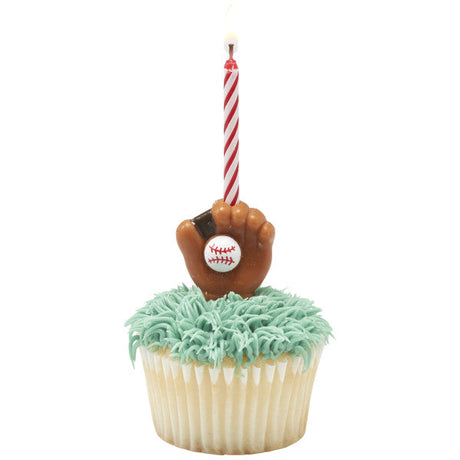 Baseball Glove Candle Set – 6 Count toppers cakes or cupcakes
