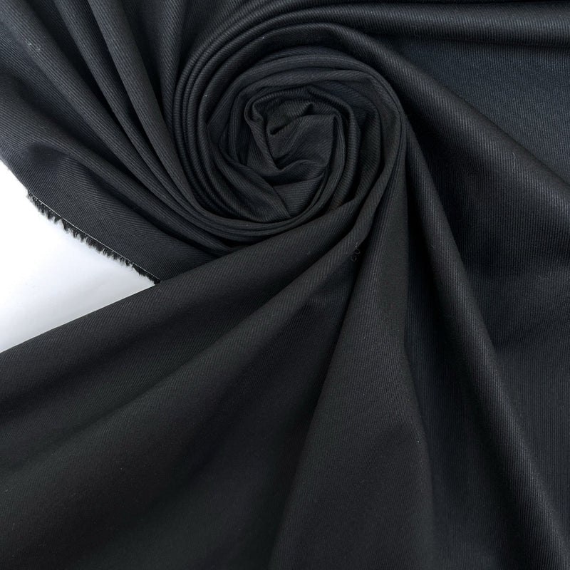 Black Cotton Elastane Twill