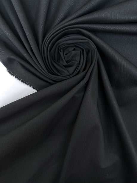 Black Cotton Elastane Twill