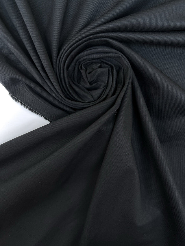 Black Cotton Elastane Twill