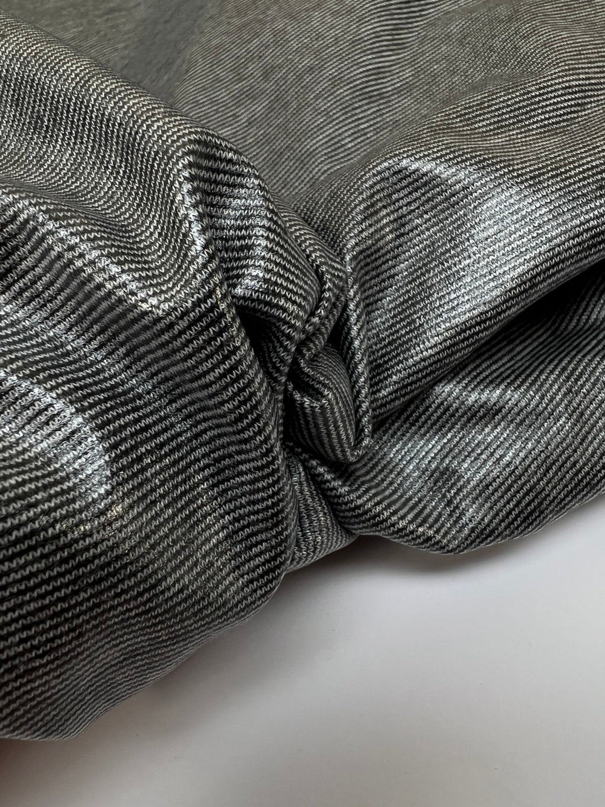 Polyester Cotton Polyurethane Knitted Gray Stripe