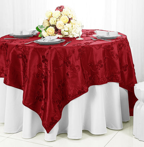 Ribbon Taffeta Square Table Overlay 85x85 Apple Red