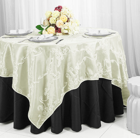 Square Taffeta Table Overlay 85x85 Ivory