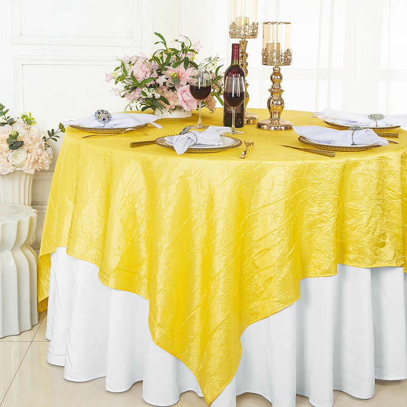 Crushed Taffeta Square Table Overlay 85x85 Canary Yellow