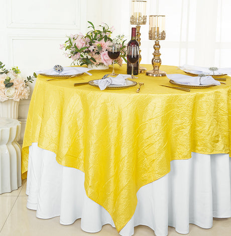Crushed Taffeta Square Table Overlay 85x85 Canary Yellow