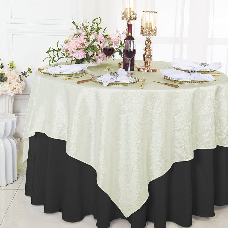 Crushed Taffeta Square Table Overlay 85x85 Ivory
