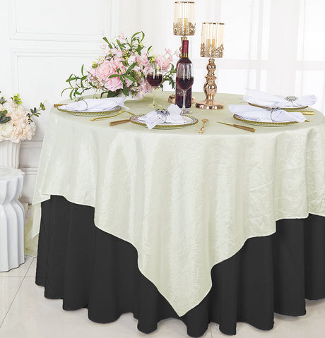 Crushed Taffeta Square Table Overlay 85x85 Ivory