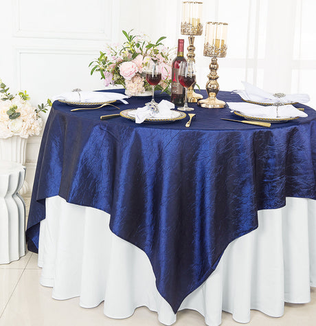 Crushed Taffeta Table Overlay 85x85 Square Navy Blue