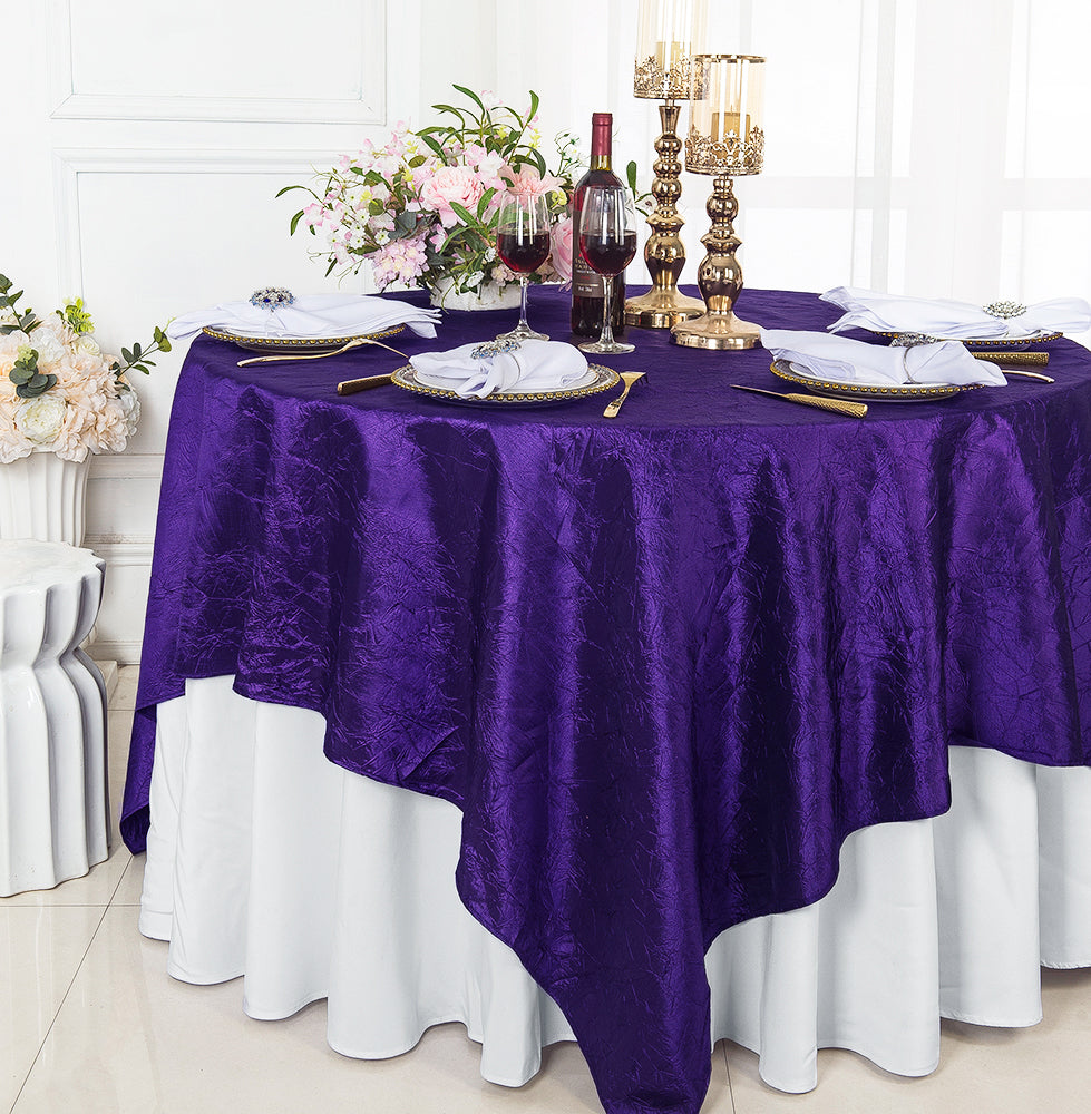 Square Crushed Taffeta Table Overlay 85x85 Regency Purple