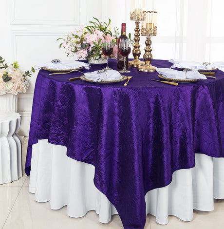 Square Crushed Taffeta Table Overlay 85x85 Regency Purple