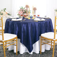Pintuck Taffeta Table Overlay 85x85 Square Navy Blue