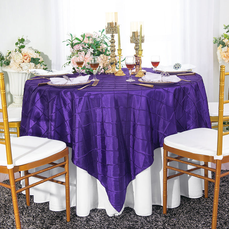 Square Pintuck Taffeta Table Overlay 85x85 Regency Purple