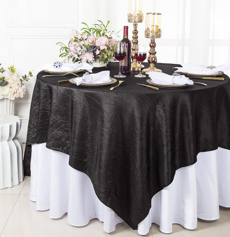 Square Crushed Taffeta Table Overlay 85x85 Black