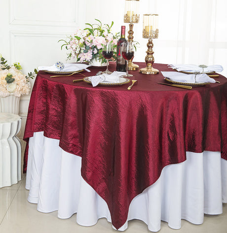 Crushed Taffeta Square Table Overlay 85x85 Burgundy