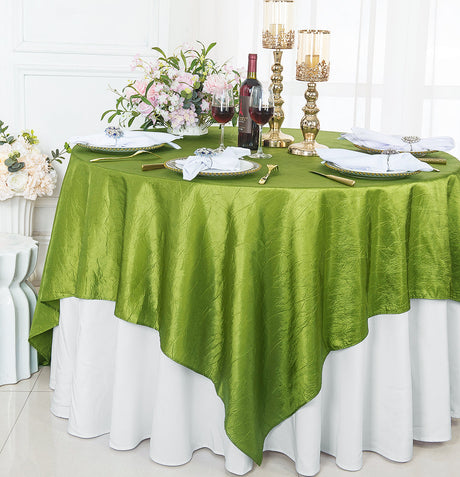 Crushed Taffeta Table Overlay 85x85 Square Moss Green