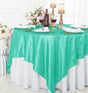 Crushed Taffeta Square Table Overlay 85x85 Tiff Blue/Aqua Blue